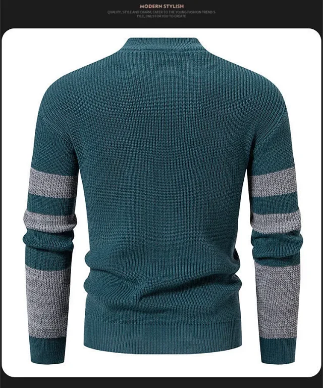 Ruicheng Men's Retro Color Block Sweater Detail