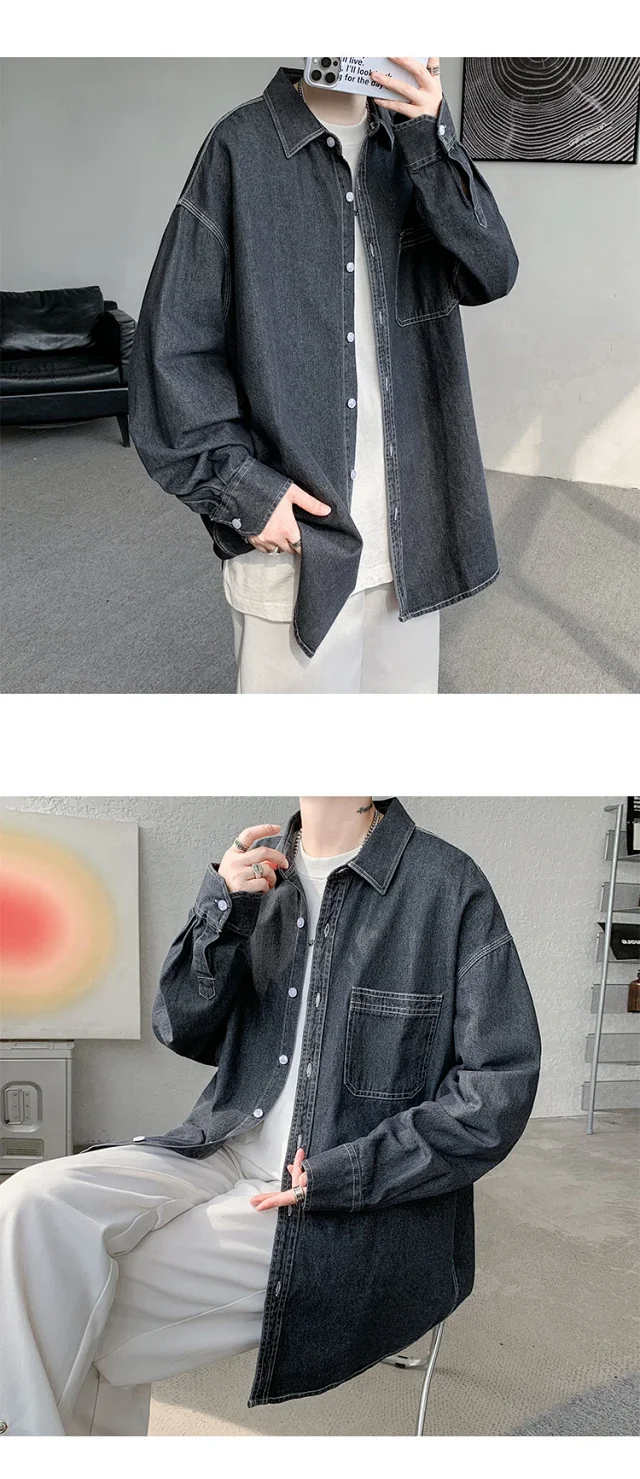 Men's Japanese Denim Shirt Long Sleeve Detail