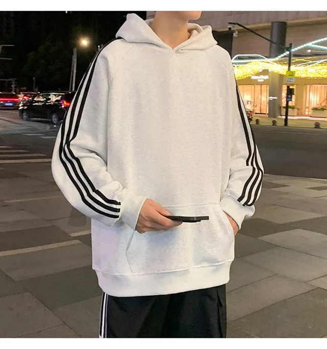 Men's Striped Oversized Casual Hoodie Detail