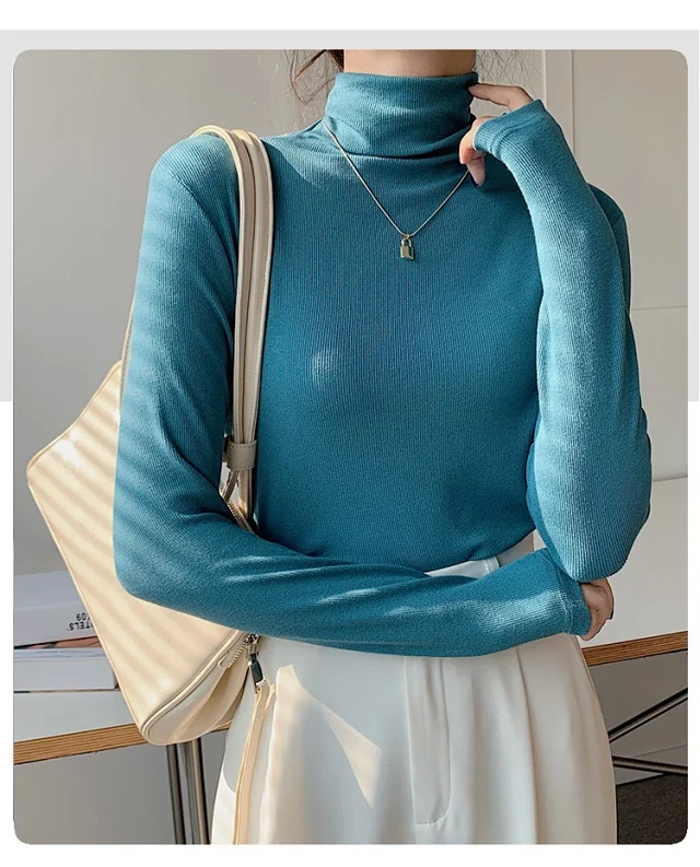 Women's Slim Fit Long Sleeve High Neck Top Detail