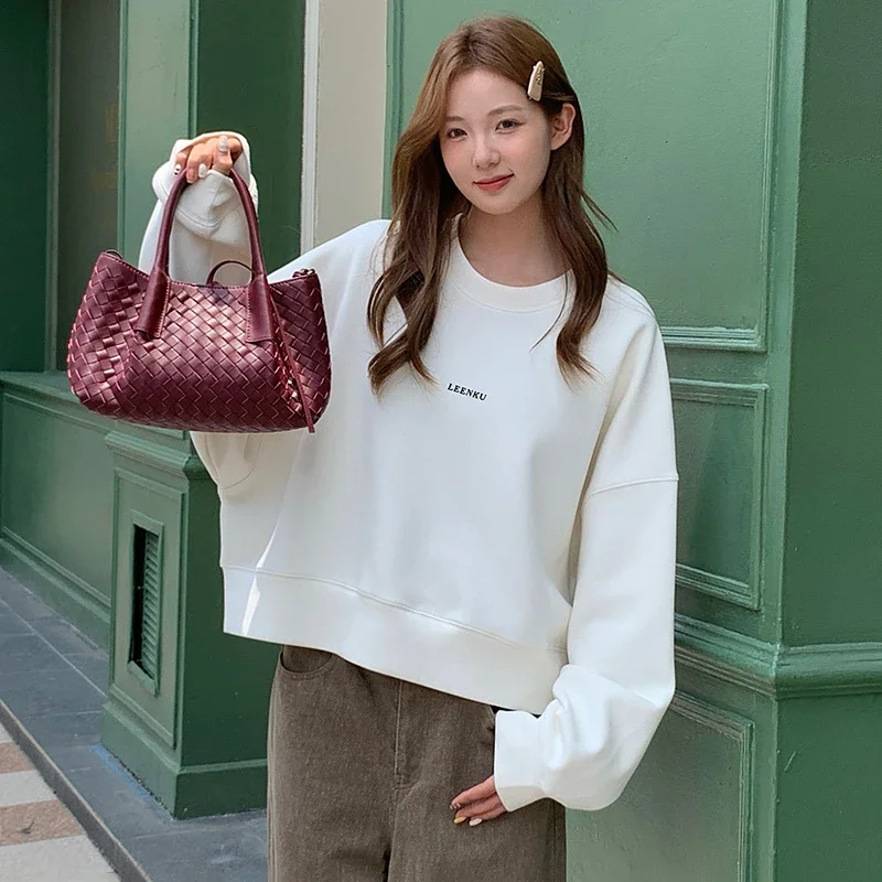 Women's Korean Minimalist Cropped Sweatshirt