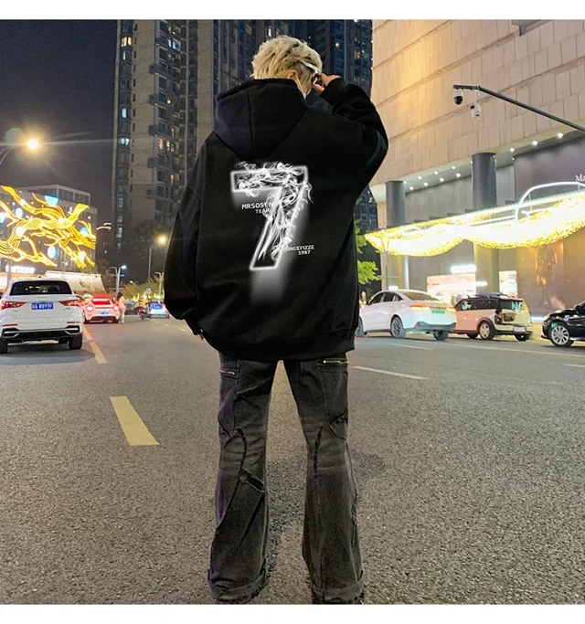 Men's Cotton Oversized Hoodie HK Style Detail