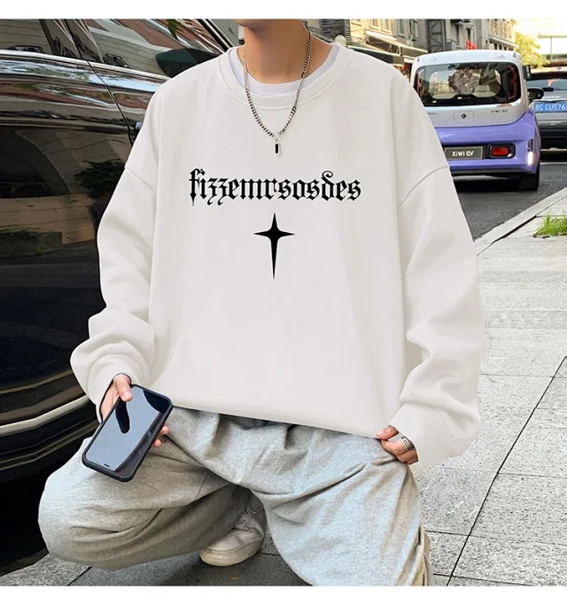 Unisex American Streetwear Crewneck Fleece Sweatshirt Detail