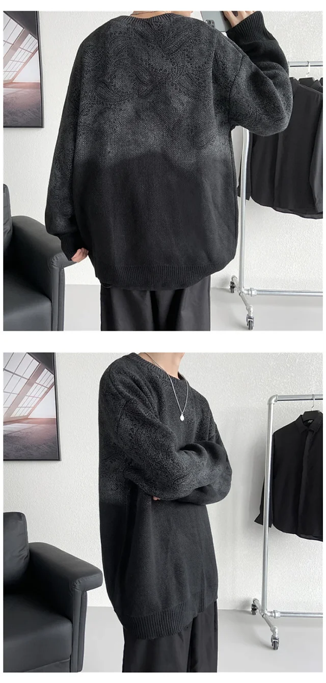 Men's Winter Paisley Tie-Dye Sweater Detail