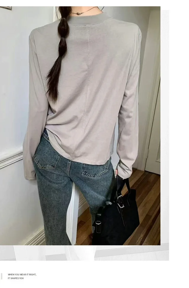 Women's Long Sleeve Round Neck Tee Detail