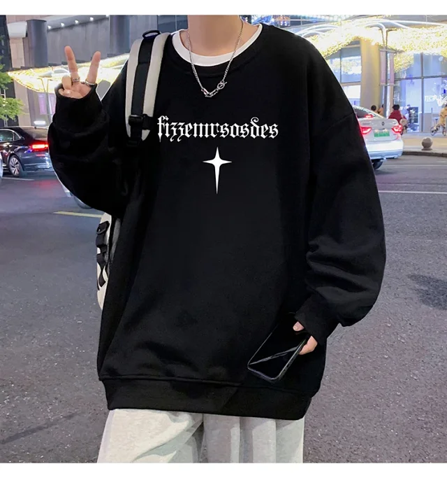 Unisex American Streetwear Crewneck Fleece Sweatshirt Detail