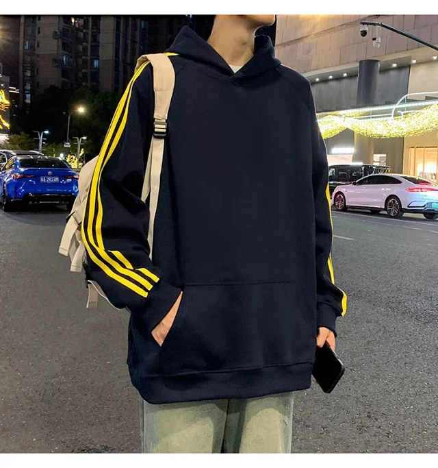 Men's Striped Oversized Casual Hoodie Detail