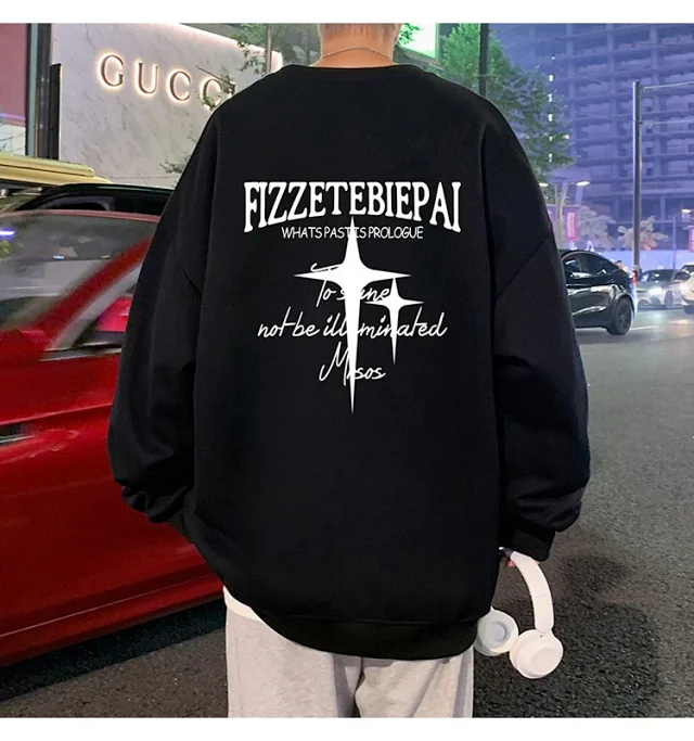 Unisex American Streetwear Crewneck Fleece Sweatshirt Detail