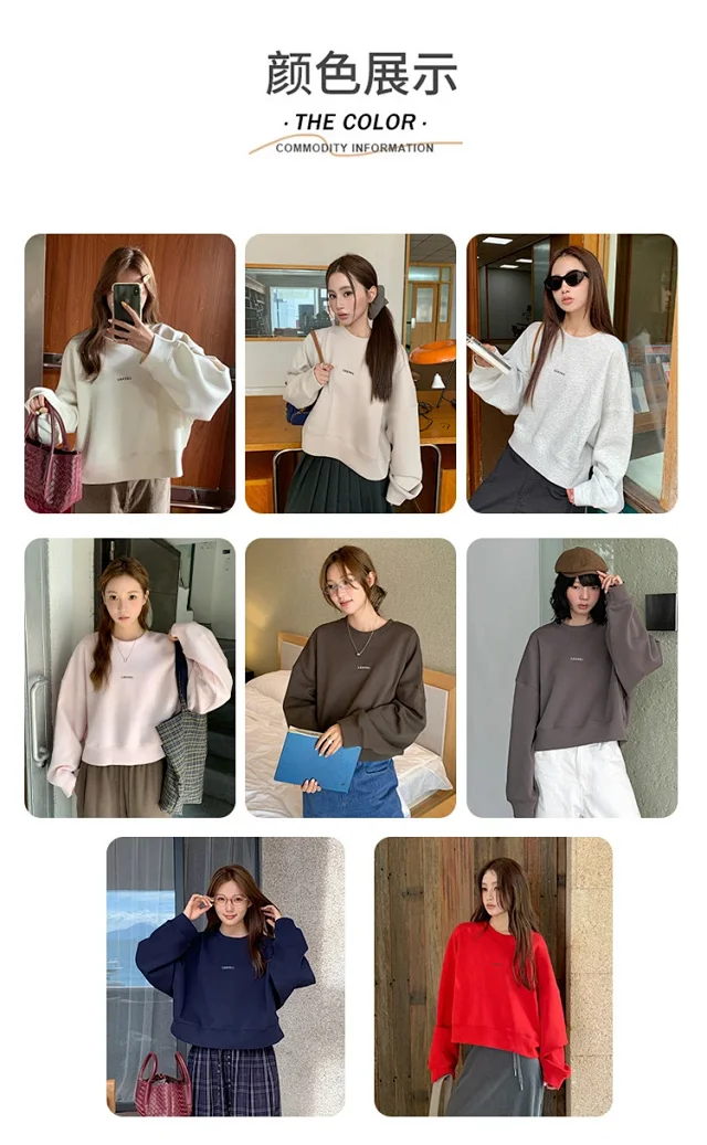 Women's Korean Minimalist Cropped Sweatshirt Detail
