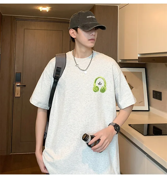 Oversized Men's Cotton Short Sleeve Tee Detail