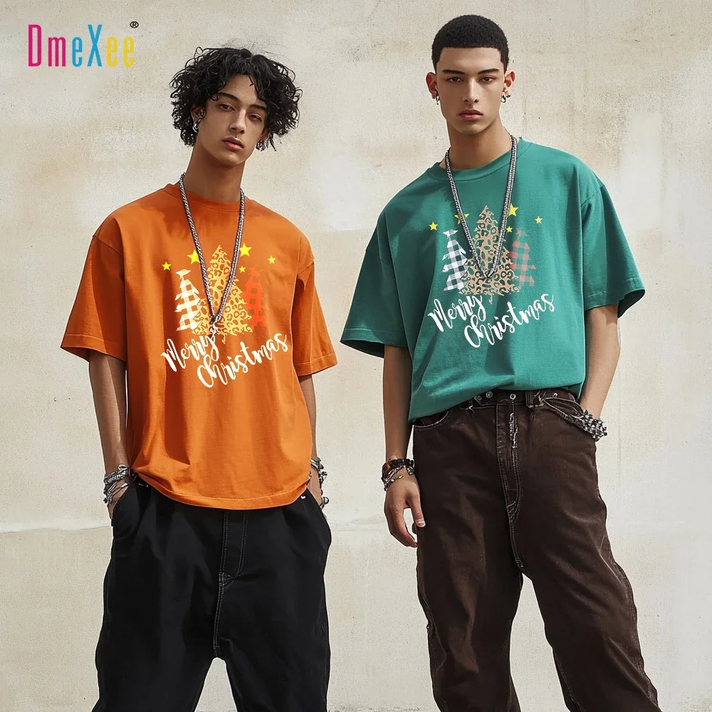 Plus-Size Men's Loose-Fit Christmas Print Tee