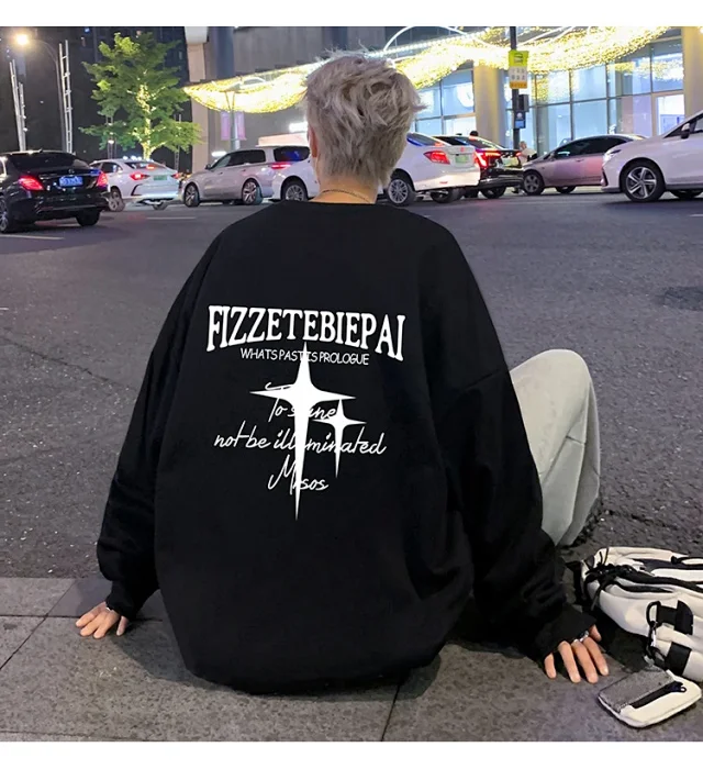 Unisex American Streetwear Crewneck Fleece Sweatshirt Detail