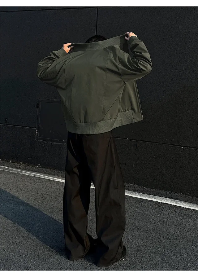 Cleanfit Men's Military Green Flight Jacket Detail