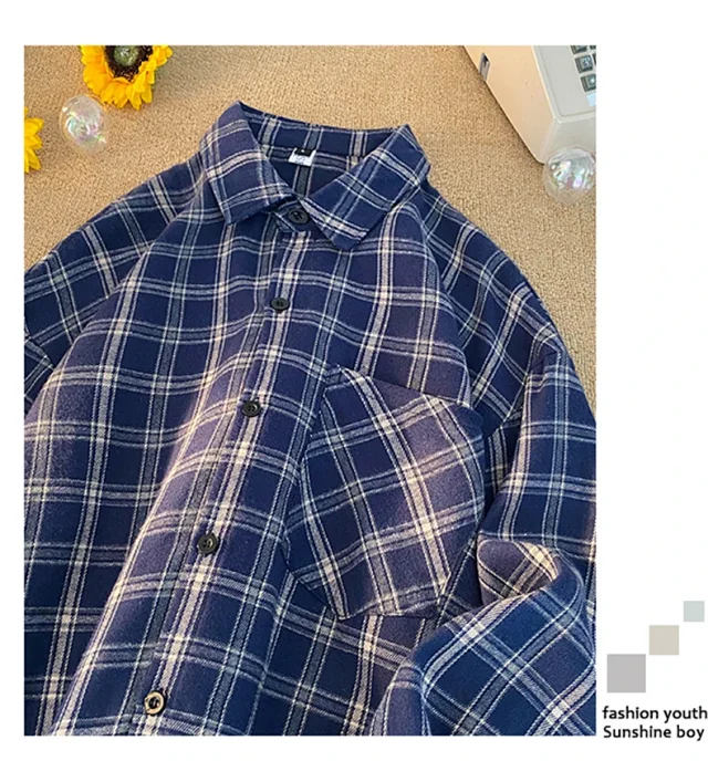 Men's Red Japanese Brushed Plaid Overshirt Detail