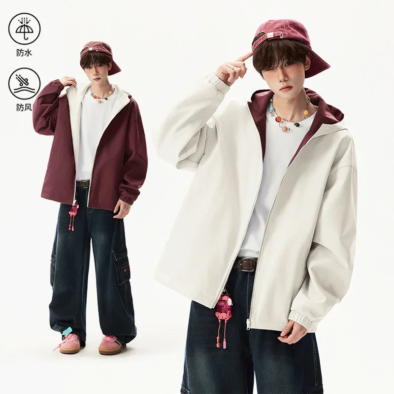 Reversible Waterproof Windbreaker Unisex Fall