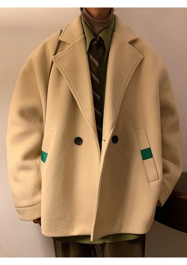 Men's Japanese Retro Oversized Winter Blazer Detail