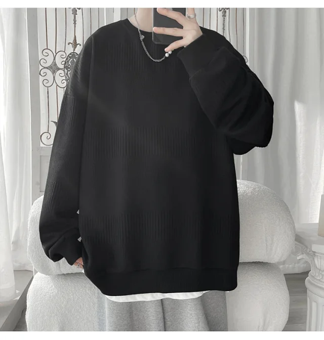 Men's Grey Jacquard Long Sleeve Tee Detail