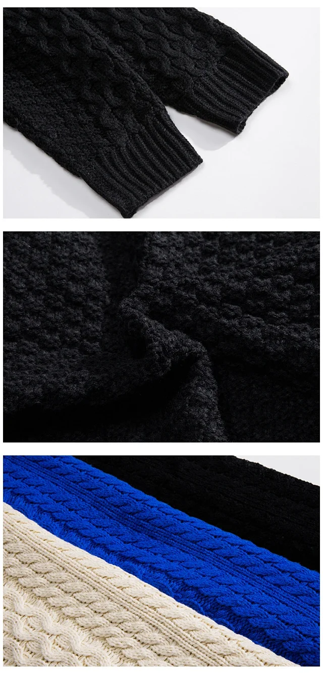 Oversized Casual Matching Men's Klein Blue Sweater Detail