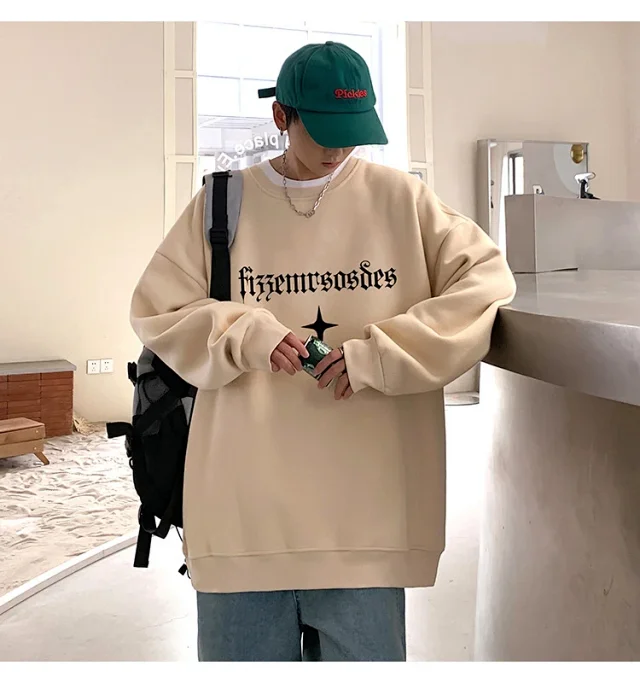 Unisex American Streetwear Crewneck Fleece Sweatshirt Detail