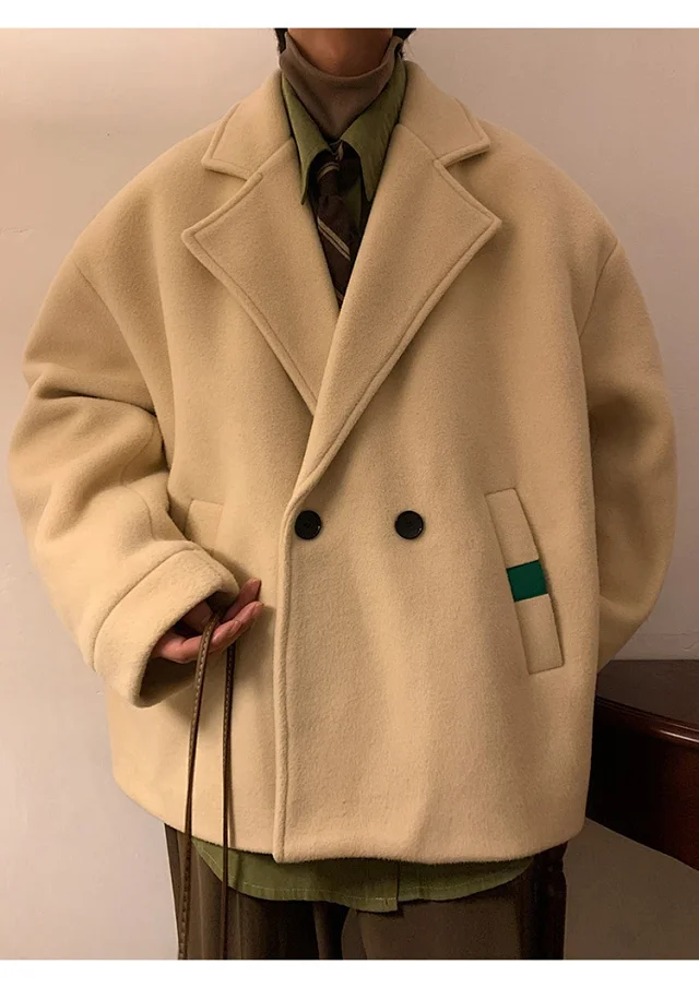 Men's Japanese Retro Oversized Winter Blazer Detail