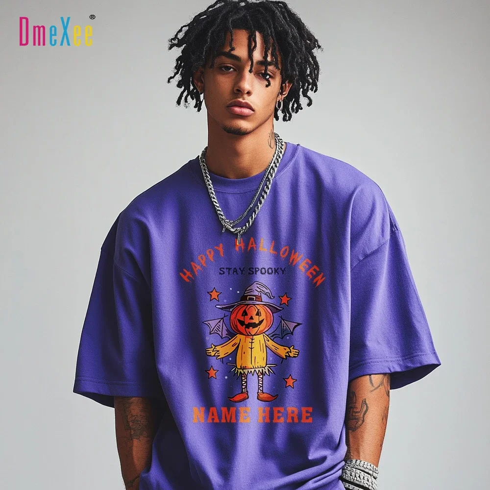 Men's Halloween Scarecrow Print Heavyweight Tee
