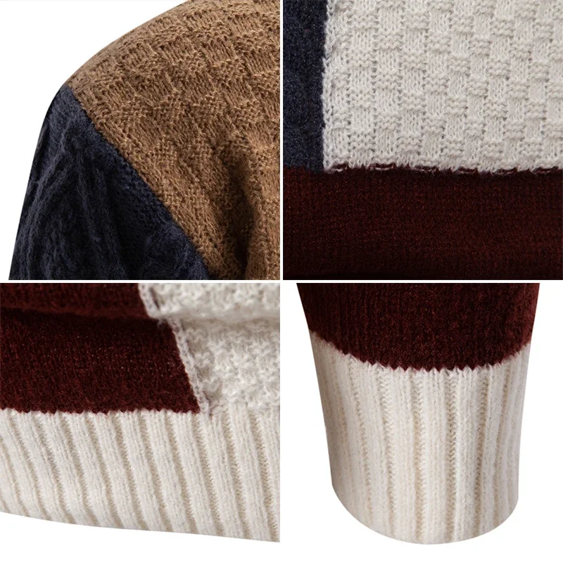 Men's Color Block Mock Neck Pullover