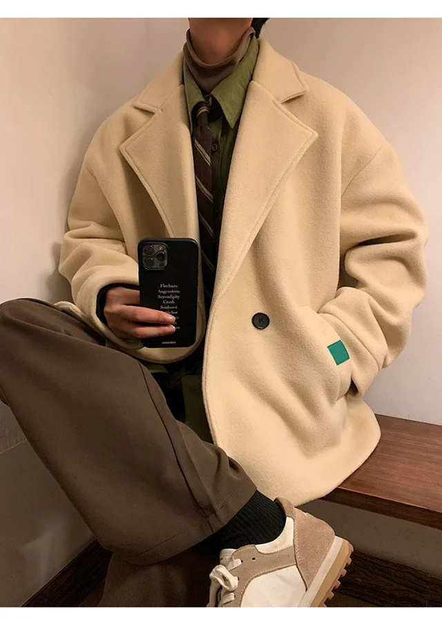 Men's Japanese Retro Oversized Winter Blazer Detail