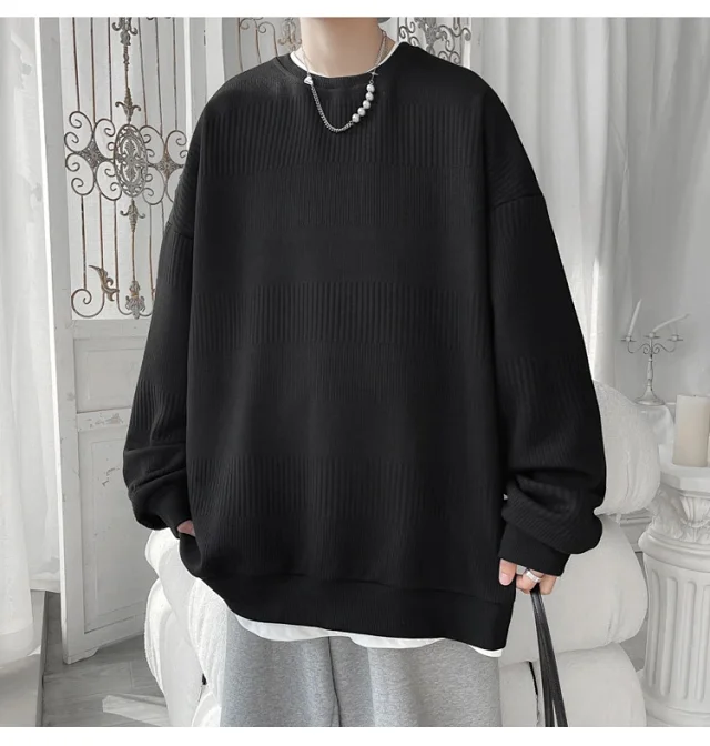 Men's Grey Jacquard Long Sleeve Tee Detail