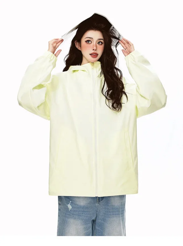 Reversible Waterproof Windbreaker Unisex Fall Detail
