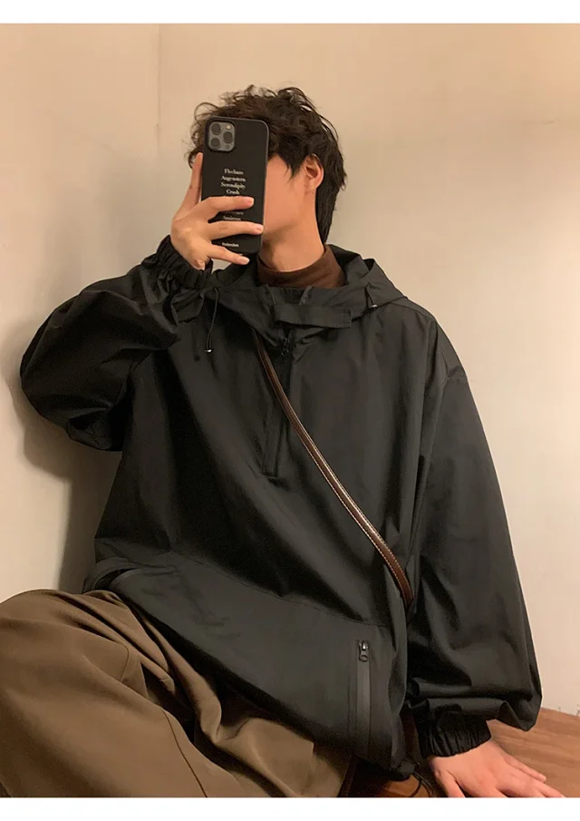 Men's & Youth Hooded Half-Zip Windbreaker Detail