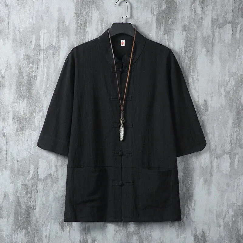Feng Men's Short Sleeve Chinese Shirt