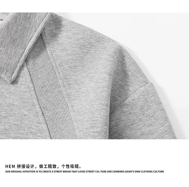 Men's Ash Grey Deconstructed Boxy Polo Detail