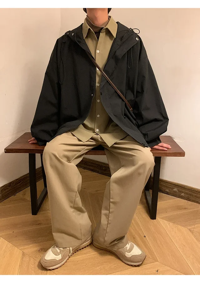 Autumn/Winter Men's HK Loose Casual Hooded Jacket Detail