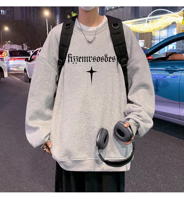 Unisex American Streetwear Crewneck Fleece Sweatshirt Detail