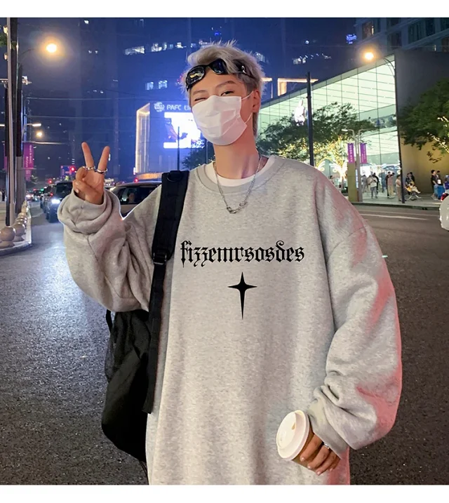 Unisex American Streetwear Crewneck Fleece Sweatshirt Detail