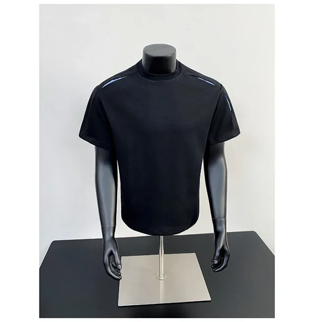 Liquid Ammonia Cotton Striped Deconstructed Short Sleeve T - Shirt Detail