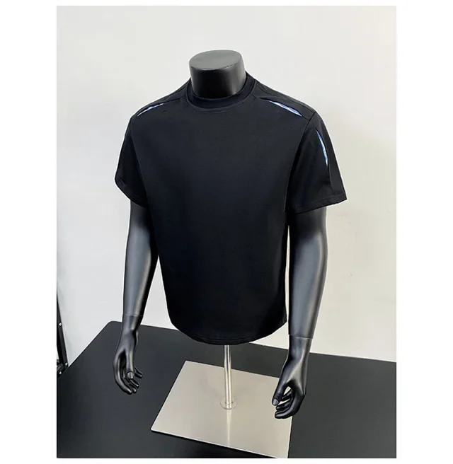 Liquid Ammonia Cotton Striped Deconstructed Short Sleeve T - Shirt Detail