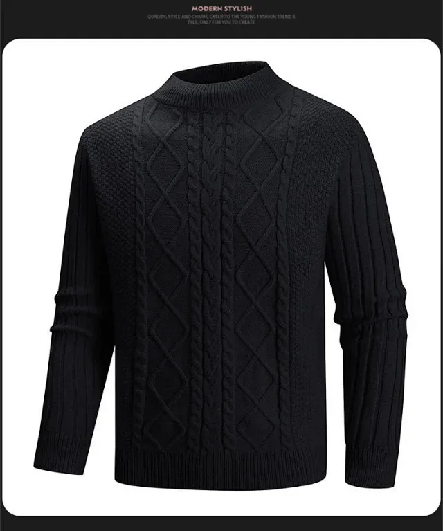 Men's Loose Fit Vintage Argyle Sweater Detail