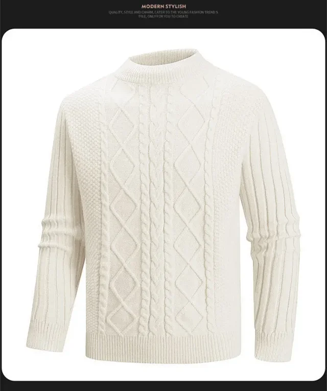 Men's Loose Fit Vintage Argyle Sweater Detail
