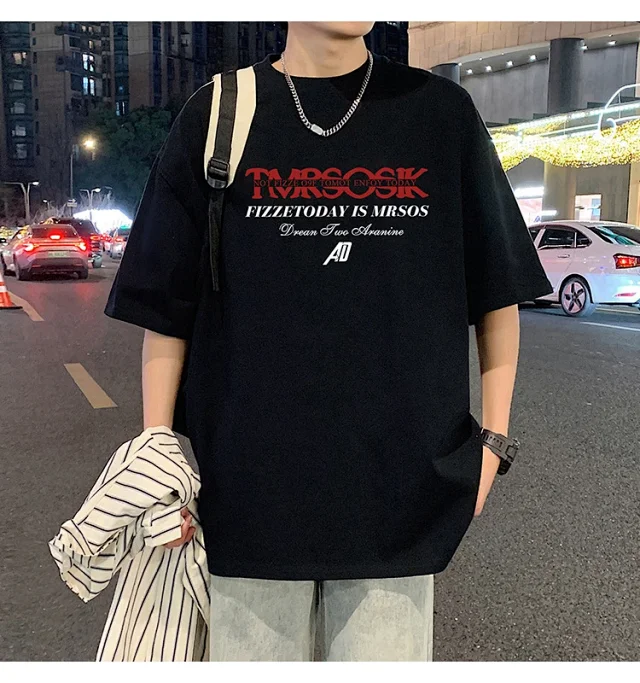 Men's Summer New Loose Crew Neck T-shirt Detail