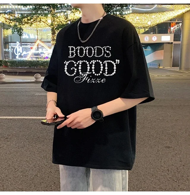Men's Heavyweight Cotton Casual Daily Short Tee Detail