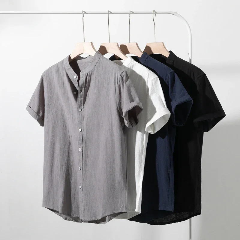 Men's Cotton-Linen Summer Short Sleeve Shirt