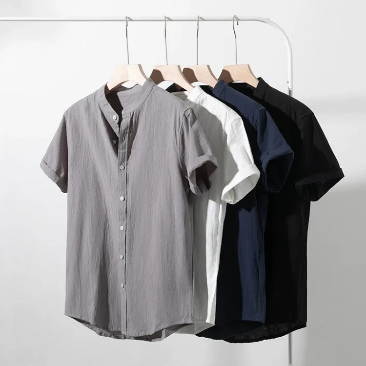 Men's Cotton-Linen Summer Short Sleeve Shirt