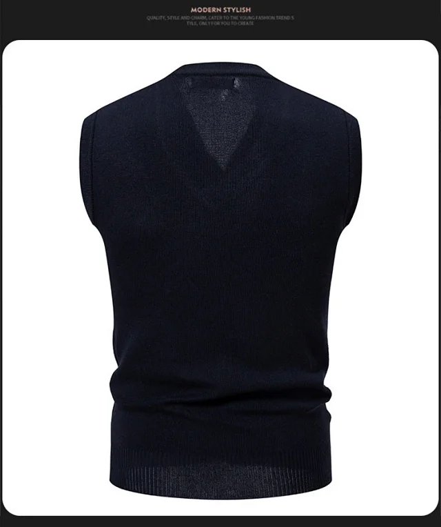 Men's New Diamond Jacquard Knit Vest Detail