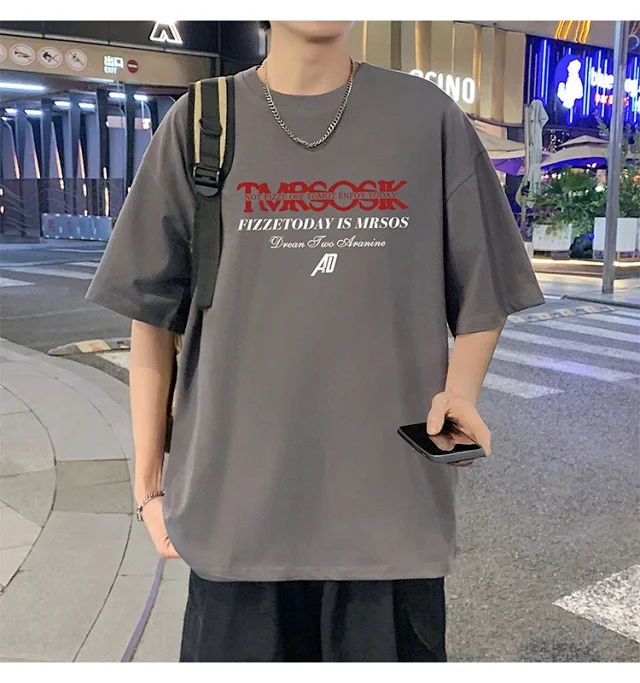 Men's Summer New Loose Crew Neck T-shirt Detail