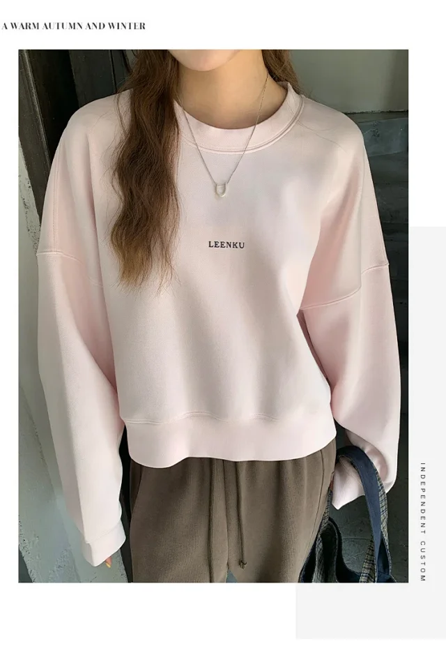 Women's Korean Minimalist Cropped Sweatshirt Detail