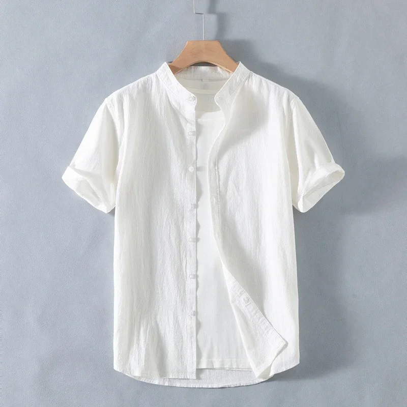 Men's Cotton-Linen Summer Short Sleeve Shirt