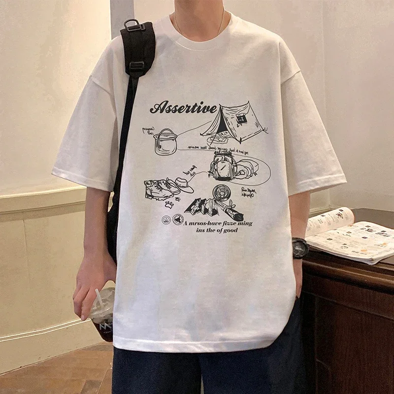 Men's HK Style Oversized Cartoon T-shirt
