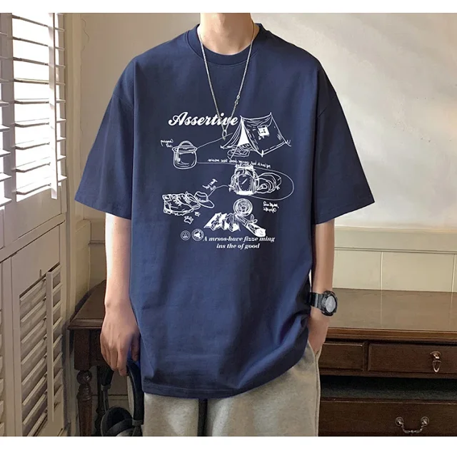 Men's HK Style Oversized Cartoon T-shirt Detail