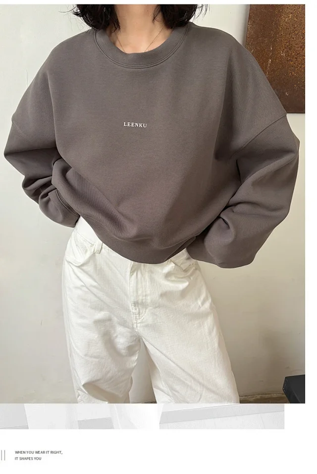 Women's Korean Minimalist Cropped Sweatshirt Detail